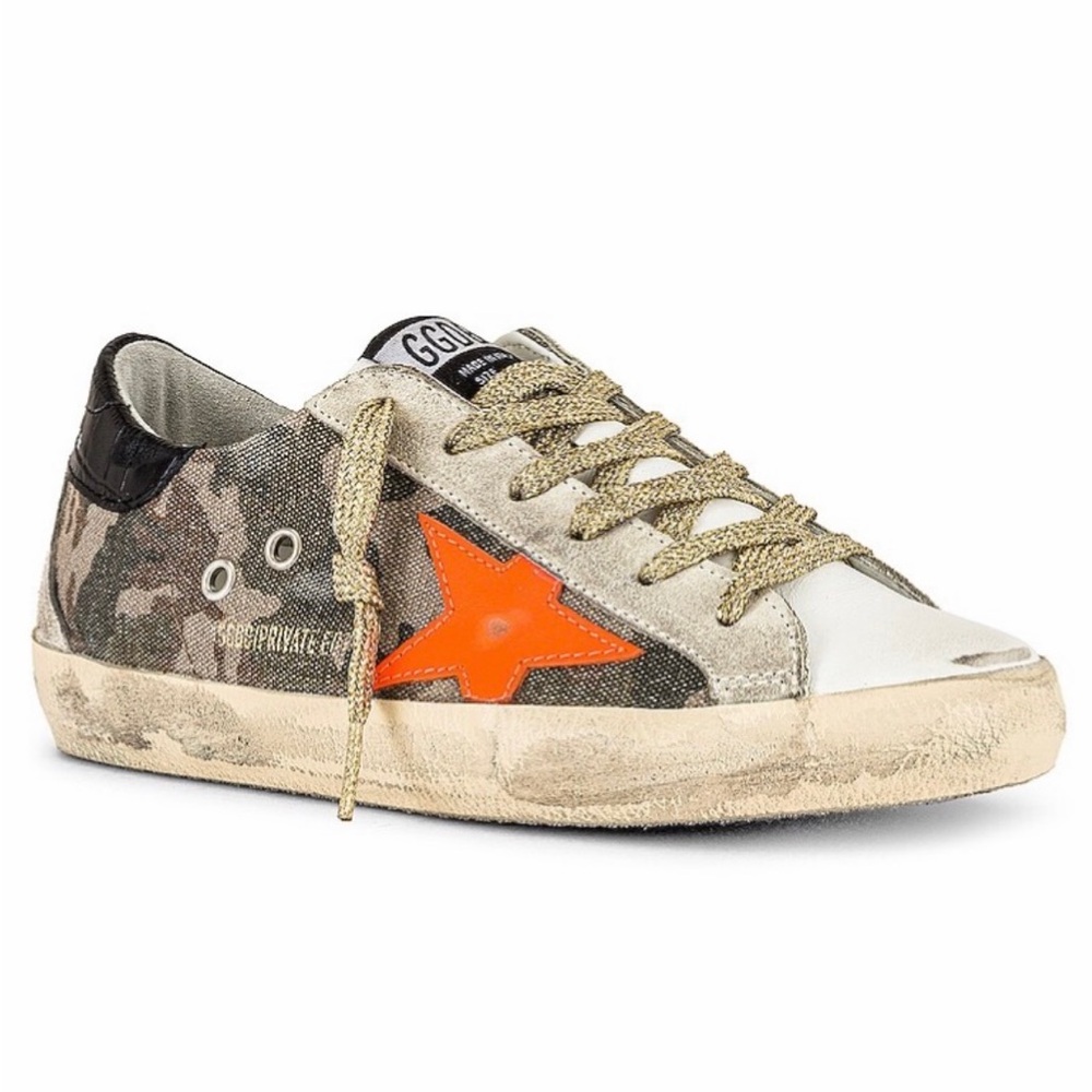 Golden Goose X REVOLVE Superstar Sneaker in White, Camo, Ice Black Croc & Orange